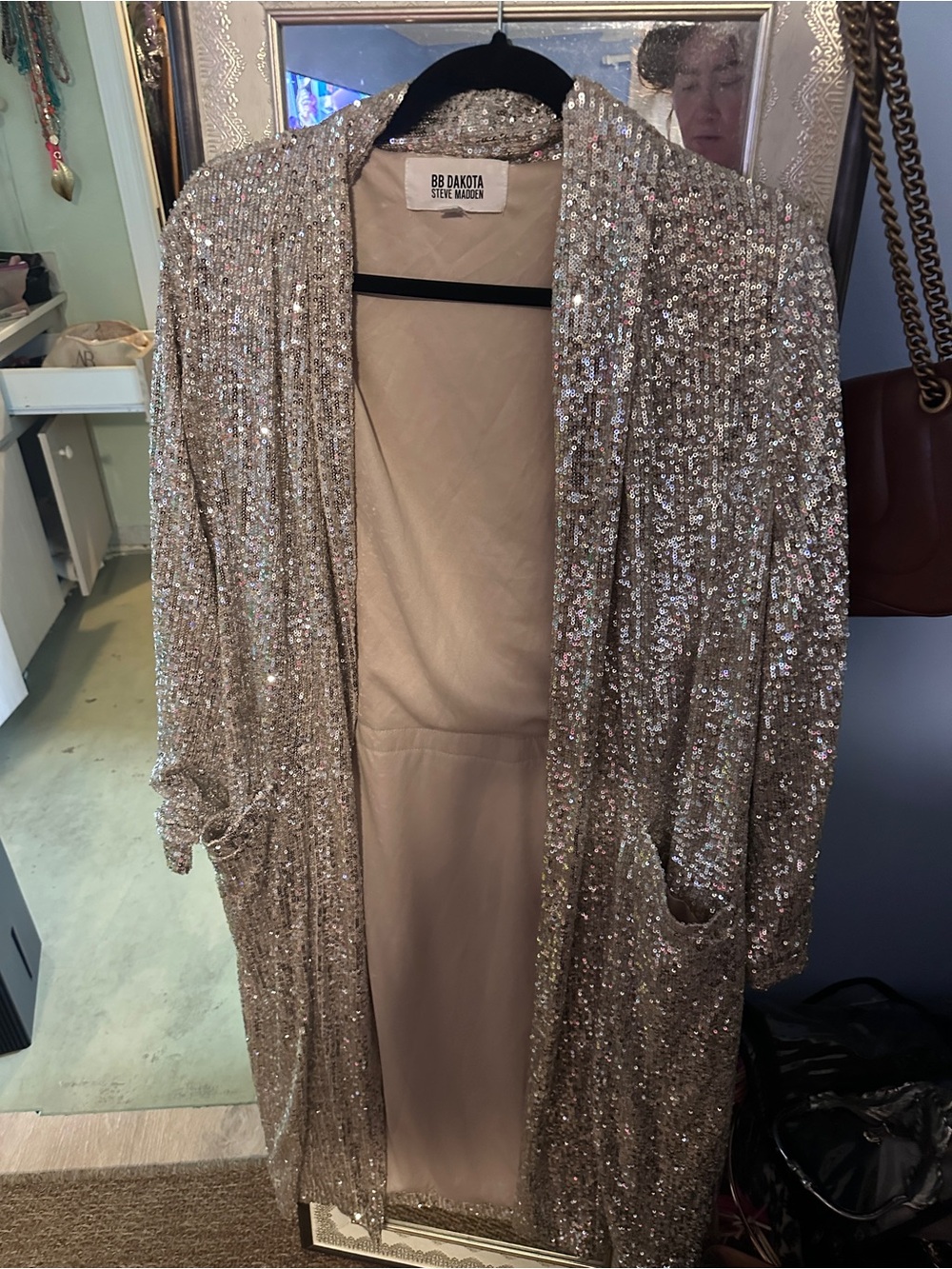 Champagne/silver Sequin duster